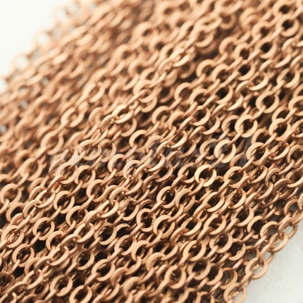 300 feet of Antique Copper Flat Cable Chain 3x3mm Solder Copper Cable Chain  - 33F
