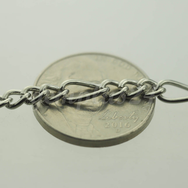 32 feet Rhodium Plated Chunky Sturdy Heavy Long and Short (3 and 1) Chain FIGARO chain 9x4mm - Necklace Bracelet  - 94FIGA