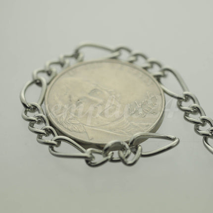 32 feet Rhodium Plated Chunky Sturdy Heavy Long and Short (3 and 1) Chain FIGARO chain 9x4mm - Necklace Bracelet  - 94FIGA