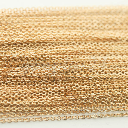 300 ft of Champagne Gold (Pinky Gold) Tiny Dainty Delicate Flat Soldered Necklace Chain - 2mm 2x1.4mm - Free Adequate Jumpring 50pcs - C214F