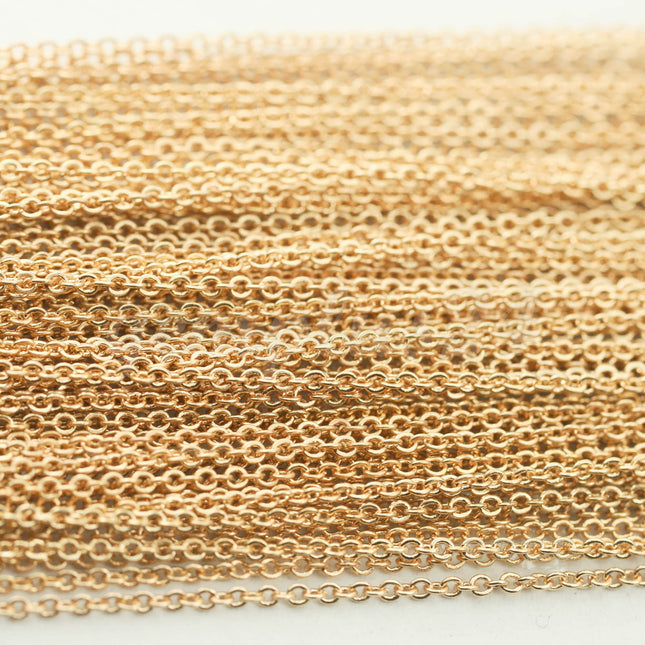 3 ft of Champagne Gold (Pinky Gold) Tiny Dainty Delicate Flat Soldered Necklace Chain - 2mm 2x1.4mm - Free Adequate Jumpring 5pcs - C214F