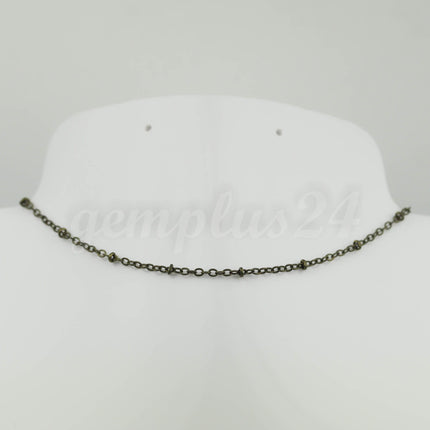 3 ft Antique Brass Satellite Chain Flat BALL Chain - 3x1.7mm SOLDERED link - Antique Bronze Tiny Small Ball Flat Cable - 317SAT