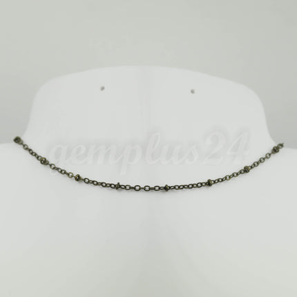 10 ft Antique Brass Satellite Chain Flat BALL Chain - 3x1.7mm SOLDERED link - Antique Bronze Tiny Small Ball Flat Cable - 317SAT