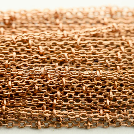 100 ft Antique Copper Satellite Chain Flat BALL Chain - 3x1.7mm SOLDERED link - Antique Bronze Tiny Small Ball Flat Cable - 317SAT
