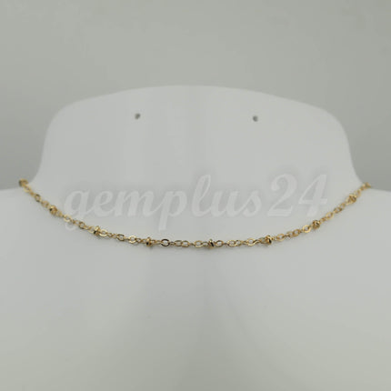 100 ft Pinky Gold (Champagne Gold) Plated Satellite Chain Flat BALL Chain - 3x1.7mm SOLDERED link - Dainty Delicate Chain - Bulk - 317SAT