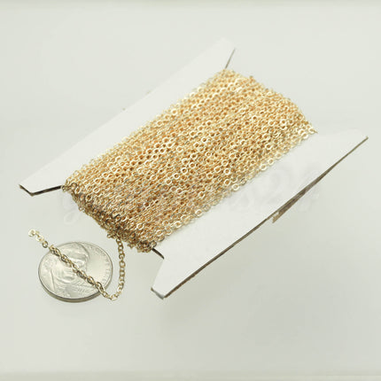 300 Ft Non Tarnish Flat Cable Chain -   22K Gold Flat Chain - 3x1.7mm SOLDER - Anti Tarnish Free Resistant Soldered Cable - AT317F
