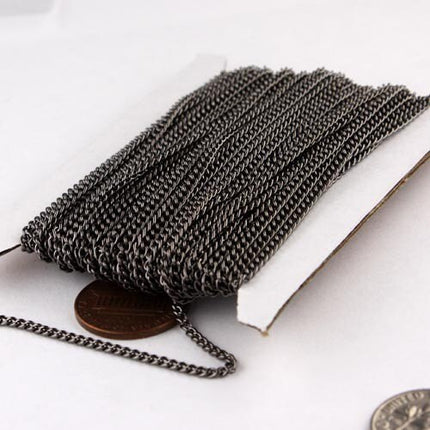 32ft of Gunmetal Finished Curb chain 2.2mm - Unsoldered Links - 2.2S
