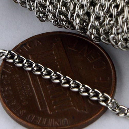 100 Ft of Antique Silver Rhodium Plated Curb chain - 2.2mm - Unsoldered -  2.2S