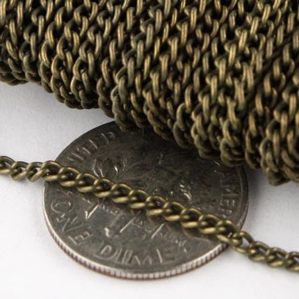 32 Ft of Antique Brass Finished Curb chain - 2.2mm - unsoldered -  2.2S