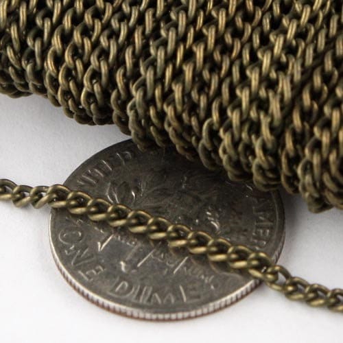32 Ft of Antique Brass Finished Curb chain - 2.2mm - unsoldered -  2.2S