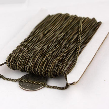 32 Ft of Antique Brass Finished Curb chain - 2.2mm - unsoldered -  2.2S