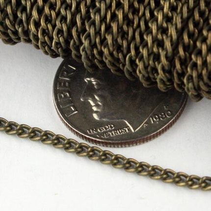 32 Ft of Antique Brass Finished Curb chain - 2.2mm - unsoldered -  2.2S