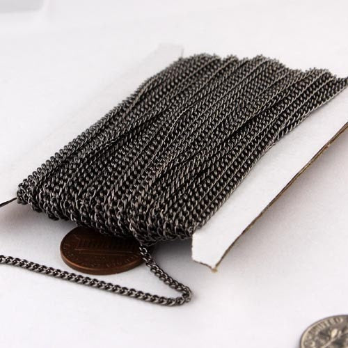 100ft of Gunmetal Finished Curb chain 2.2mm - Unsoldered Links - 2.2S