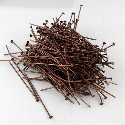 250pcs of Antique Copper finished Big Head Heavy Head Pin - 2inch 2.4mm head 20Gauge