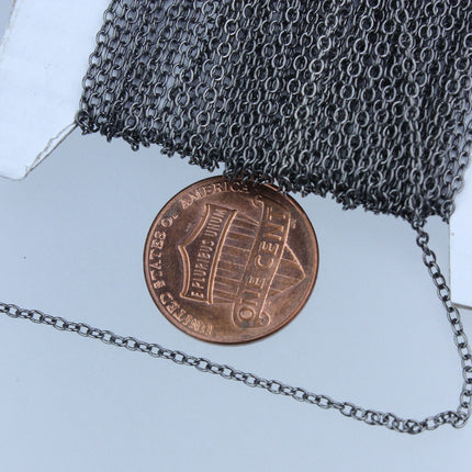Gunmetal Chain Bulk Chain, 100ft of Tiny Round SOLDERED Chain Cable Chain 2.0x1.4mm-  SOLDERED Necklace Wholesale Chain Bulk Chain DIY Chain