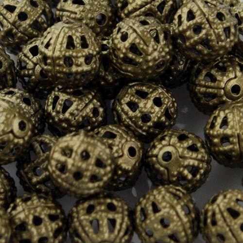 100 pcs of Antique Brass Filigree Round Beads Spacer - 6mm