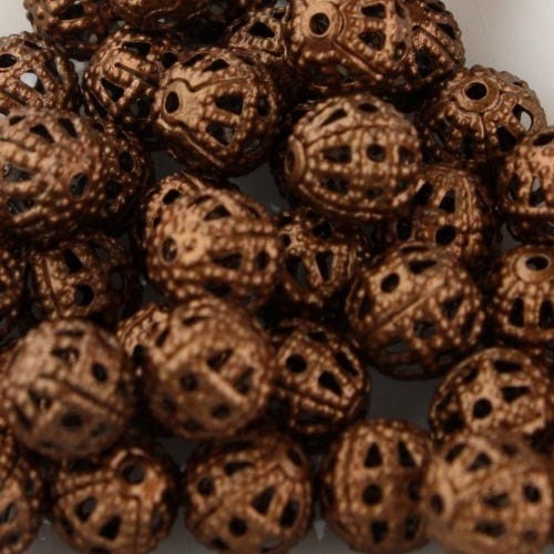 100 pcs of Antique Copper Filigree Round Beads Spacer - 6mm