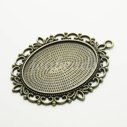 5 pcs Oval Antique Brass Bezel - for 30x40mm - Oval Pendant Blank Bezel for Cabochon Cameo Pendants, Photo Jewelry - T176
