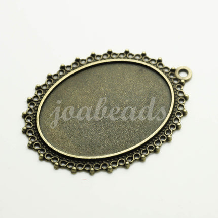 5 pcs Oval Antique Brass Bezel - for 30x40mm - Oval Pendant Blank Bezel for Cabochon Cameo Pendants, Photo Jewelry - JC601