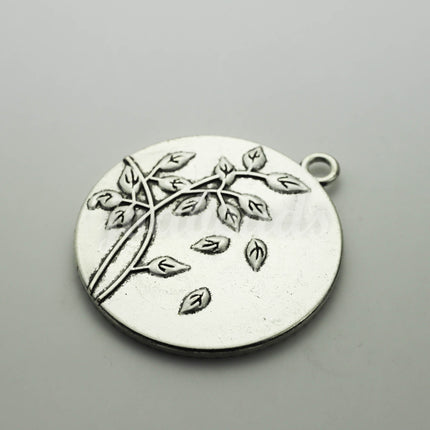 1/5 pcs Round Antique Silver Bezel TREE- for 35mm app. 1-3/8 inch - Circle Pendant Blank Bezel . for Cabochon Cameo Pendants T064