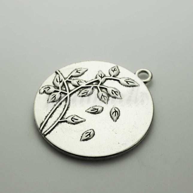 1/5 pcs Round Antique Silver Bezel TREE- for 35mm app. 1-3/8 inch - Circle Pendant Blank Bezel . for Cabochon Cameo Pendants T064