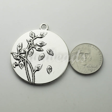 1/5 pcs Round Antique Silver Bezel TREE- for 35mm app. 1-3/8 inch - Circle Pendant Blank Bezel . for Cabochon Cameo Pendants T064