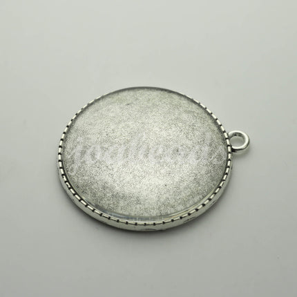 1/5 pcs Round Antique Silver Bezel TREE- for 35mm app. 1-3/8 inch - Circle Pendant Blank Bezel . for Cabochon Cameo Pendants T064