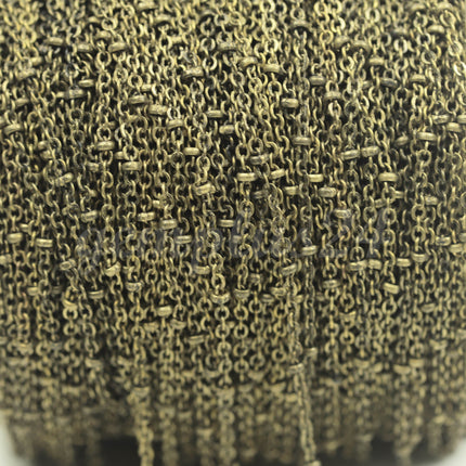 32 ft spool of Antique Brass Satellite Finished VINTAGE Flat Tiny BALL Chain - 2.4x1.7mm SOLDERED link - 2417SAT