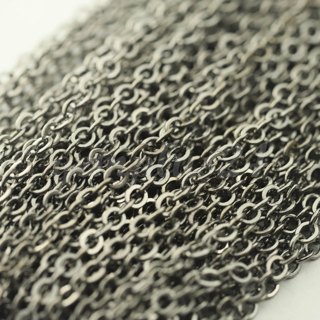 3 feet of Gunmetal Flat Cable Chain 3x3mm Solder Gunmetal Cable Chain - 33F