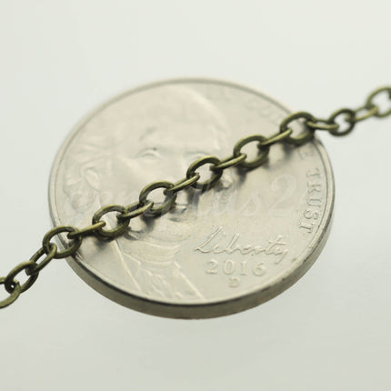 10 feet of Antique Brass Flat Cable Chain 3x3mm Solder Cable Chain - 33F