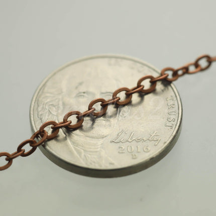 300 feet of Antique Copper Flat Cable Chain 3x3mm Solder Copper Cable Chain  - 33F