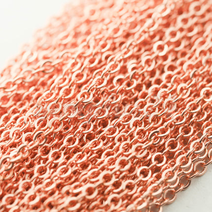 100 feet of Bright Copper Plated Flat Cable Chain 3x3mm Solder Cable Chain - 33F