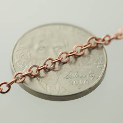 32 feet of Bright Copper Plated Flat Cable Chain 3x3mm Solder Cable Chain -  - 33F