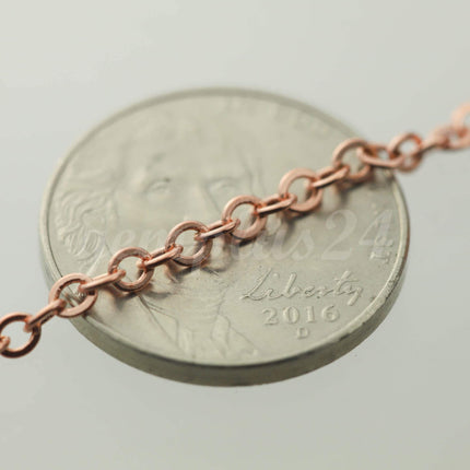 100 feet of Bright Copper Plated Flat Cable Chain 3x3mm Solder Cable Chain - 33F