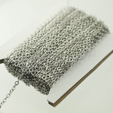 100 feet of Rhodium Plated Flat Cable Chain 3x3mm Solder Rhodium Cable Chain -  - 33F