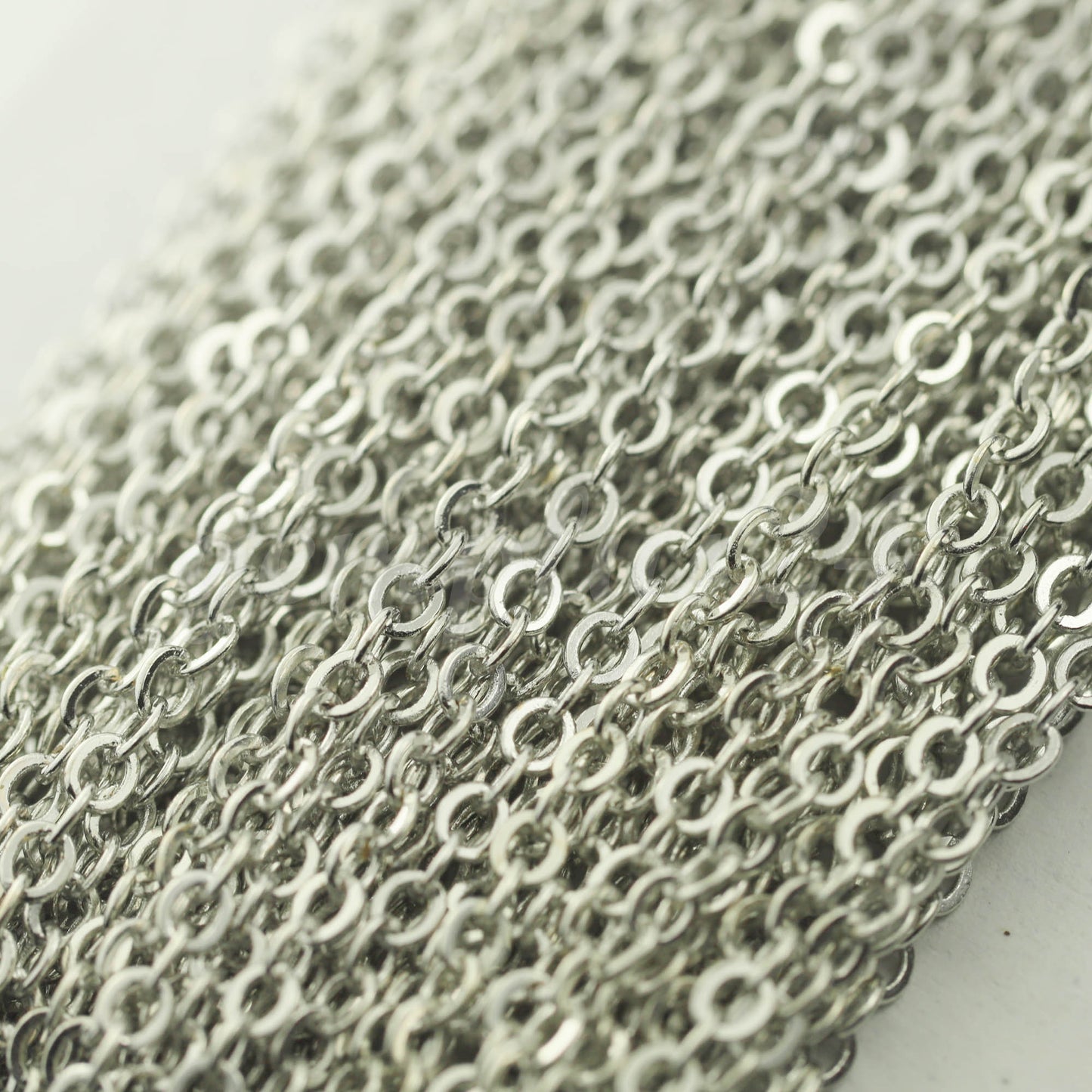 3 feet of Rhodium Plated Flat Cable Chain 3x3mm Solder Rhodium Cable Chain -  - 33F
