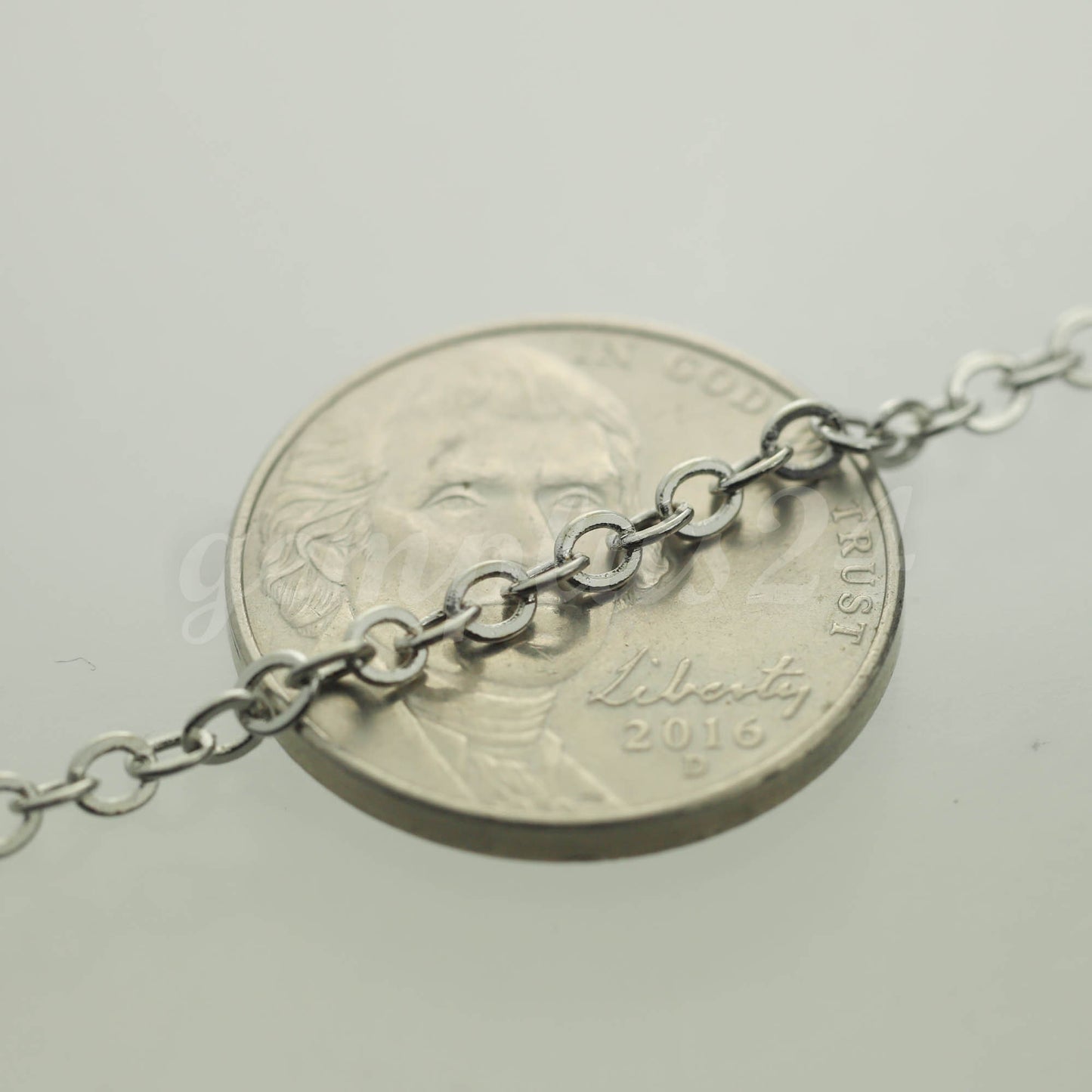 10 feet of Rhodium Plated Flat Cable Chain 3x3mm Solder Rhodium Cable Chain -  - 33F