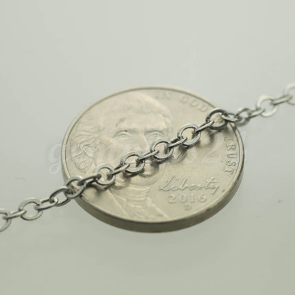 3 feet of Rhodium Plated Flat Cable Chain 3x3mm Solder Rhodium Cable Chain - 33F