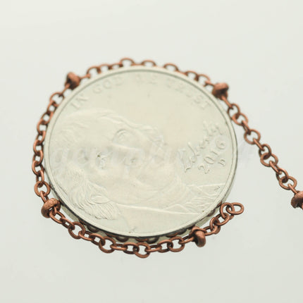 100 ft Antique Copper Satellite Dainty Delicate Chain Flat BALL Chain - 2.4x1.7mm SOLDERED link - Small Ball Flat Cable Chain - 2417SAT