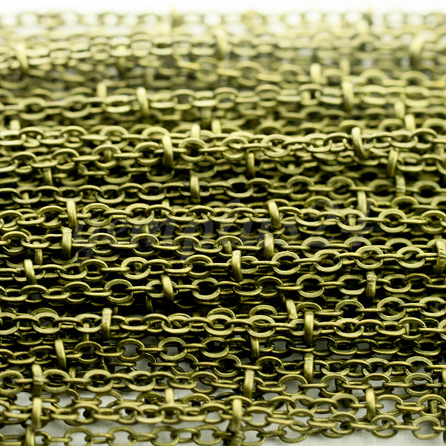 10 ft Antique Brass Satellite Chain Flat BALL Chain - 3x1.7mm SOLDERED link - Antique Bronze Tiny Small Ball Flat Cable - 317SAT