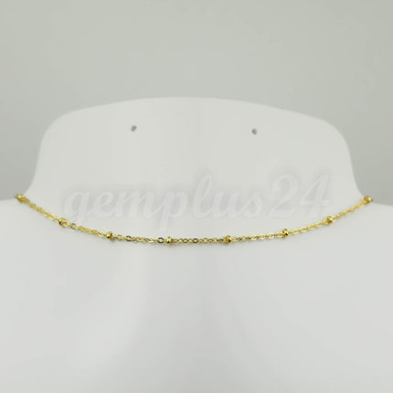 32 ft Pinky Gold (Champagne Gold) Plated Satellite Chain Flat BALL Chain - 2.4x1.7mm SOLDERED link - Dainty Chain -  - 2417SAT