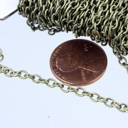 32 feet Antique Brass Cable Chain - 3.8x2.7mm 0.7mm Unsoldered Link - 3827CA
