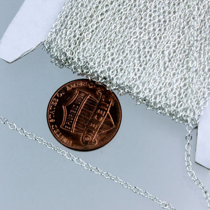 100 feet of Sterling Silver Plated Cable Chain Bulk Chain, Tiny Cable Chain - 2.0x1.4mm SOLDERED Chain Necklace Wholesale Chain - 2014S