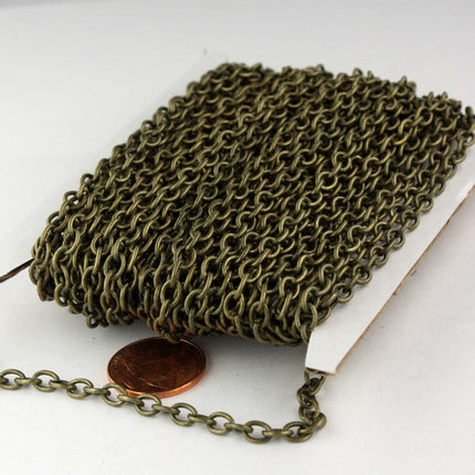 100ft of Antiqued Brass Round Cable Sturdy Heavy Chain 4X5mm 18Gauge 18G 1.0mm- unsoldered Links - 4518CA