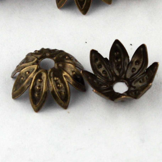 100 pcs of Antique Brass Finished Corrugated Filigree Bead cap 8-10mm
