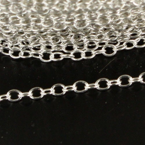 10 ft. of 925 Sterling Silver Tiny Round Cable Chain - 2.2x1.6mm Soldered Link - SS2216