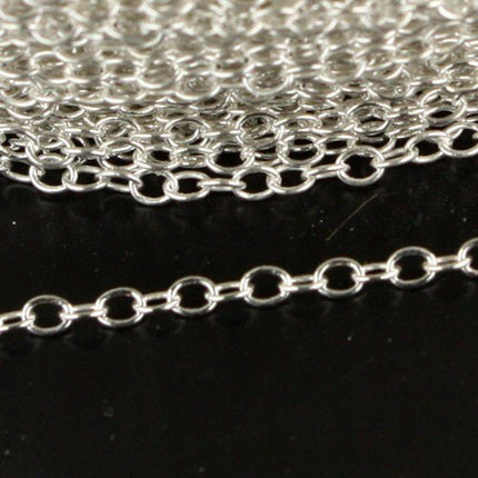 5 ft. of 925 Sterling Silver Tiny Round Cable Chain bulk - 2.2x1.6mm Soldered Link - SS2216
