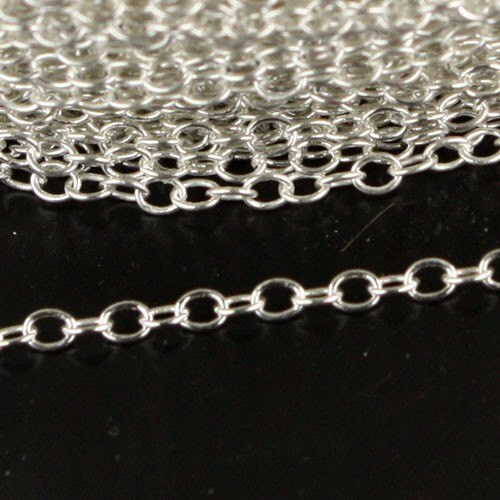 5 ft. of 925 Sterling Silver Tiny Round Cable Chain bulk - 2.2x1.6mm Soldered Link - SS2216