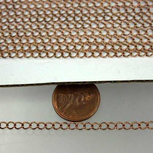 32 ft Raw Brass (Copper Color) SOLDER Curb Chain EXTENDER Chain - 4x3mm - No Plated Chain - 43CURB
