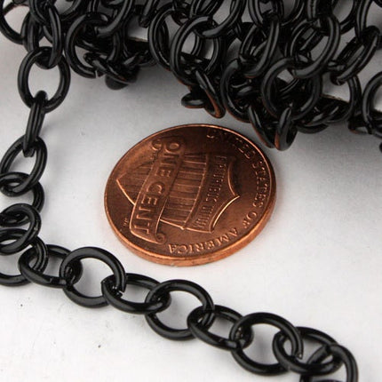 Chunky Fashion Chain 3 ft of Black Finished Big Heavy Cable chain - 7.8x6.3mm 1.2mm unsoldered links - 7863CA